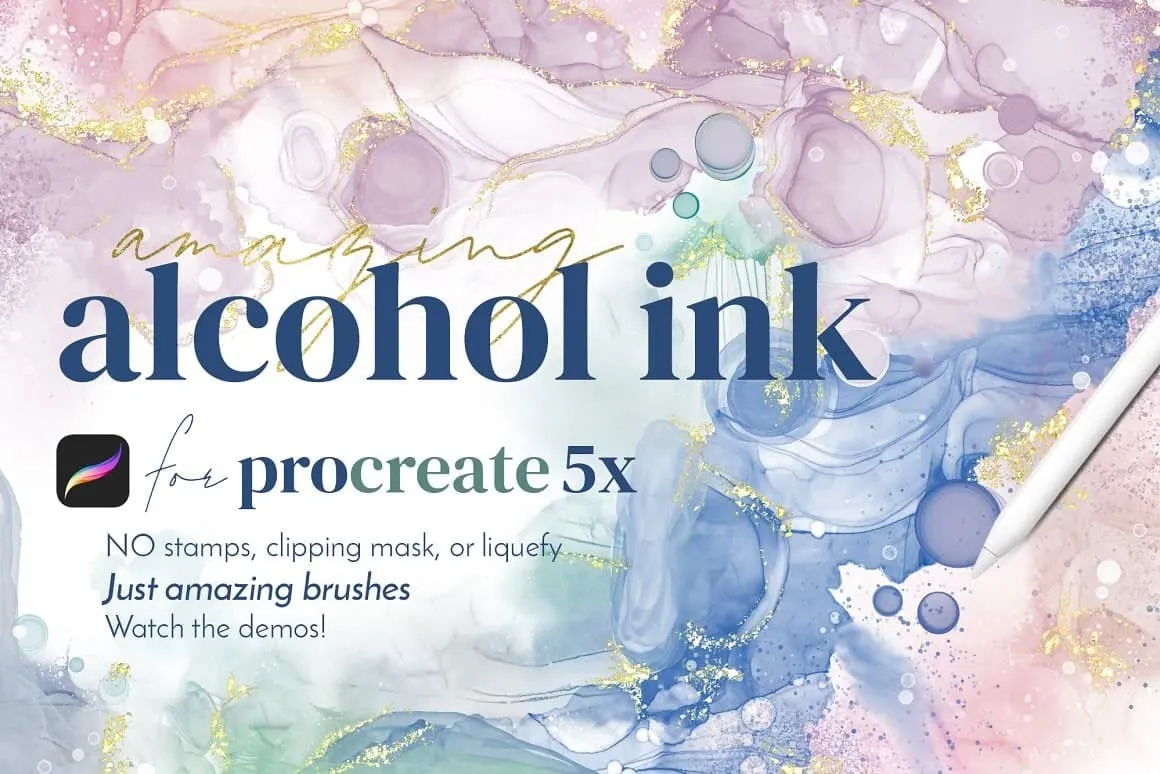 Кисти со спиртовыми чернилами / Amazing Alcohol Ink Brushes for Procreate (Alaina Jensen)