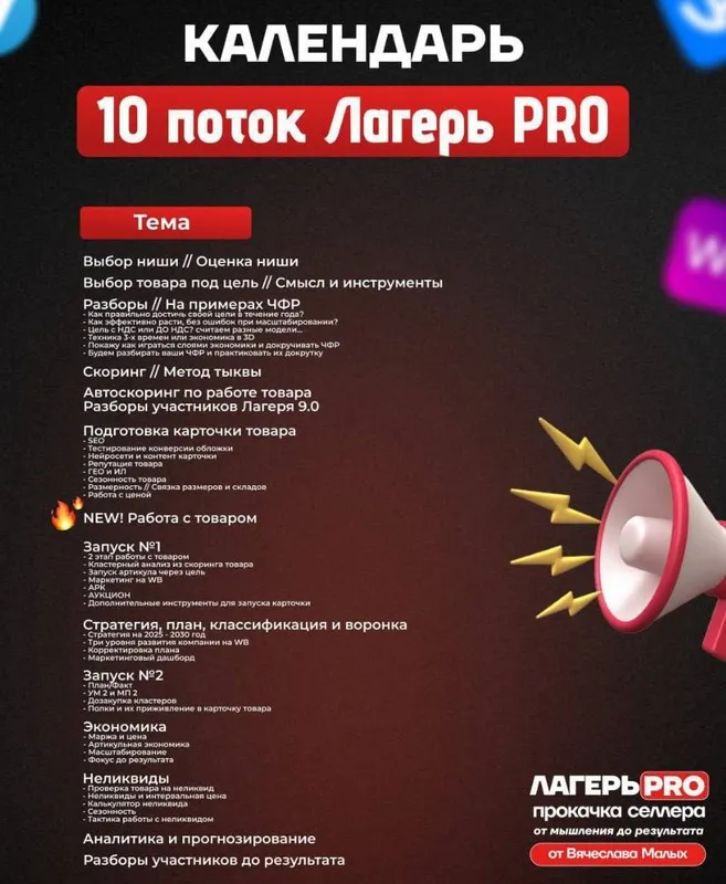 Лагерь PRO 10.0. Тариф Иду один. Май 2025 (Вячеслав Малых)