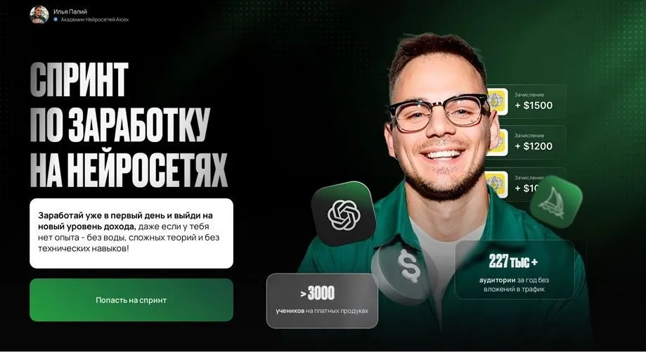 Спринт по заработку на нейросетях (Илья Палий)