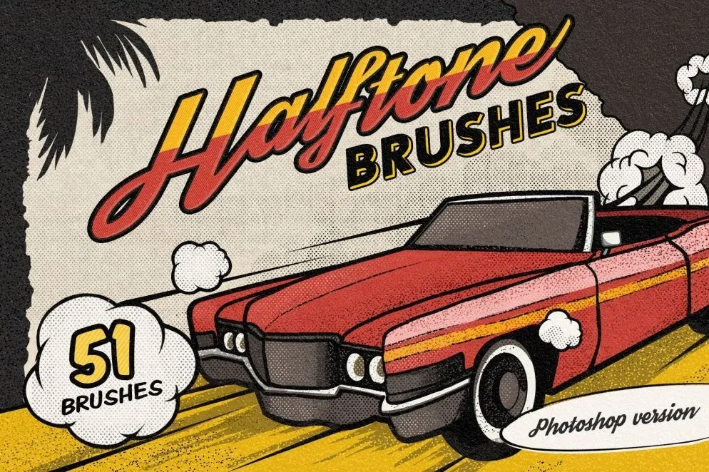 [Pixelbuddha] Винтажные полутоновые кисти Photohop для комиксов | Vintage comic book halftone brushe