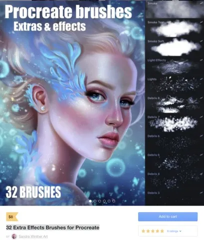 32 Extra Effects Brushes for Procreate / 32 кисти спецэффектов (Sandra Winther)