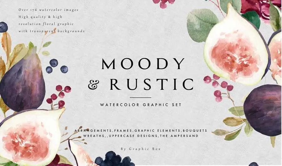 [Creative Market] Moody & Rustic-Watercolor Graphic Set (Graphic Box)