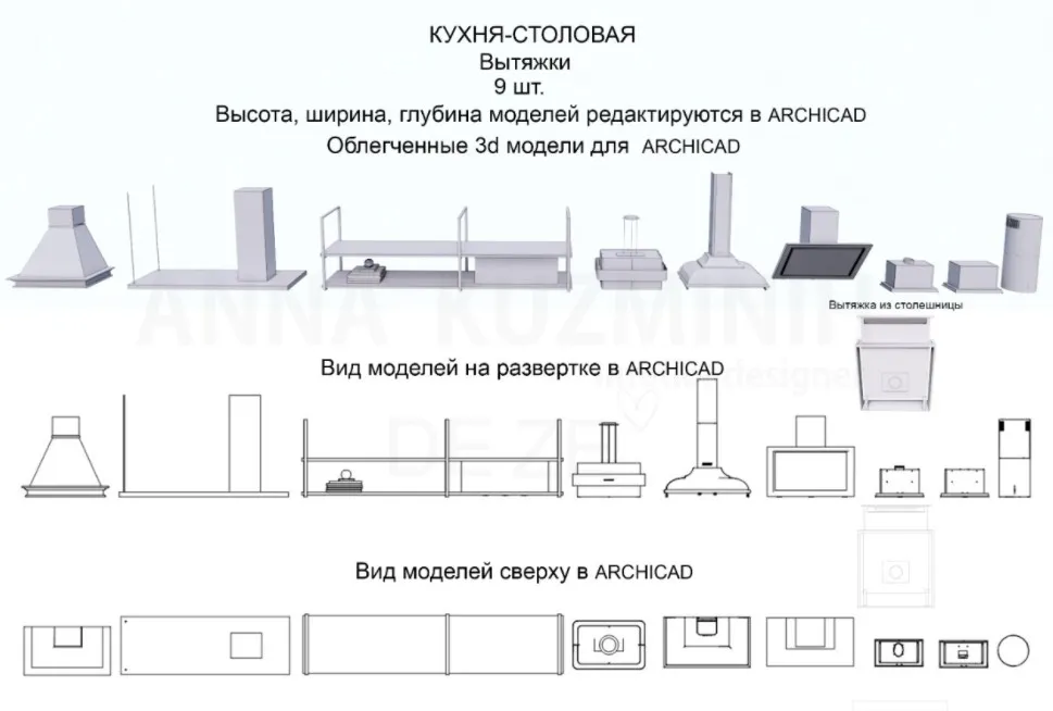 Облегченные Зd модели для ArchiCAD. Кухня-столовая (anna.kuzminih)