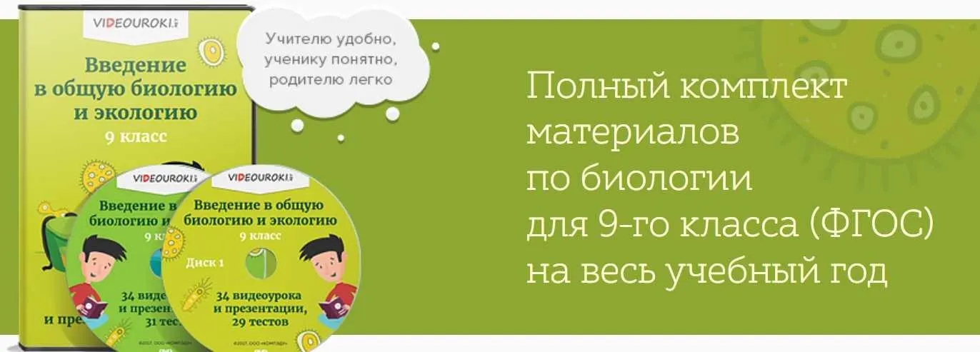 [Videouroki] Полный комплект материалов по биологии для 9-го класса (ФГОС) на весь учебный год
