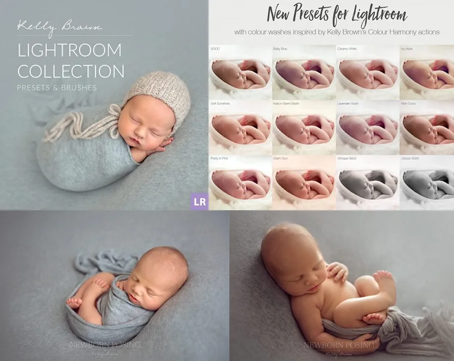 Набор НьюБорн Пресетов и Видео по Позированию. LR Collection, Newborn Posing (Kelly Brown)