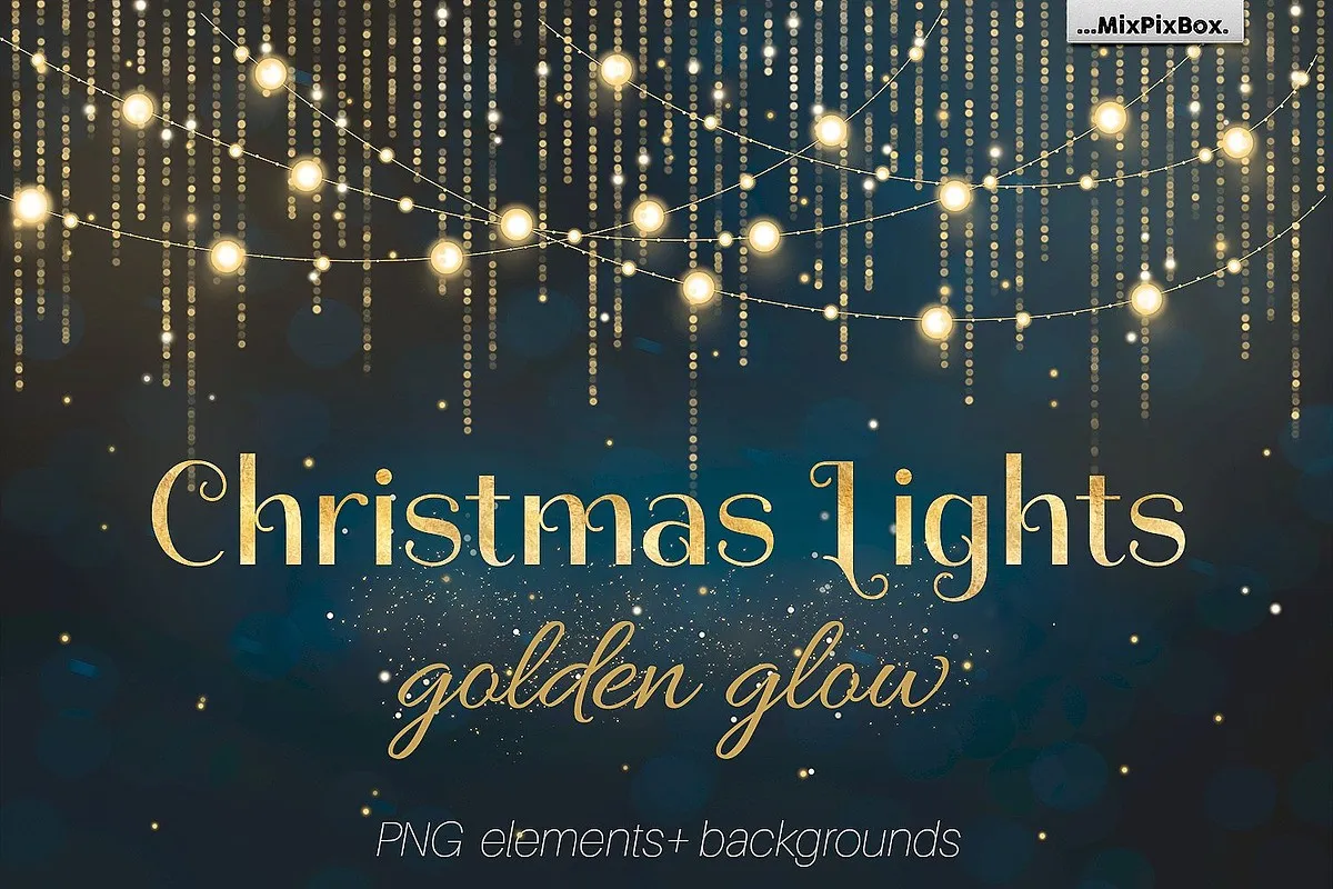 [Creativemarket] Christmas Lights Golden Glow