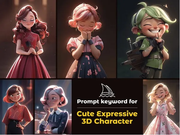 [PixelGeniusArt] Midjourney промпты для создания милых выразительных 3D-персонажей