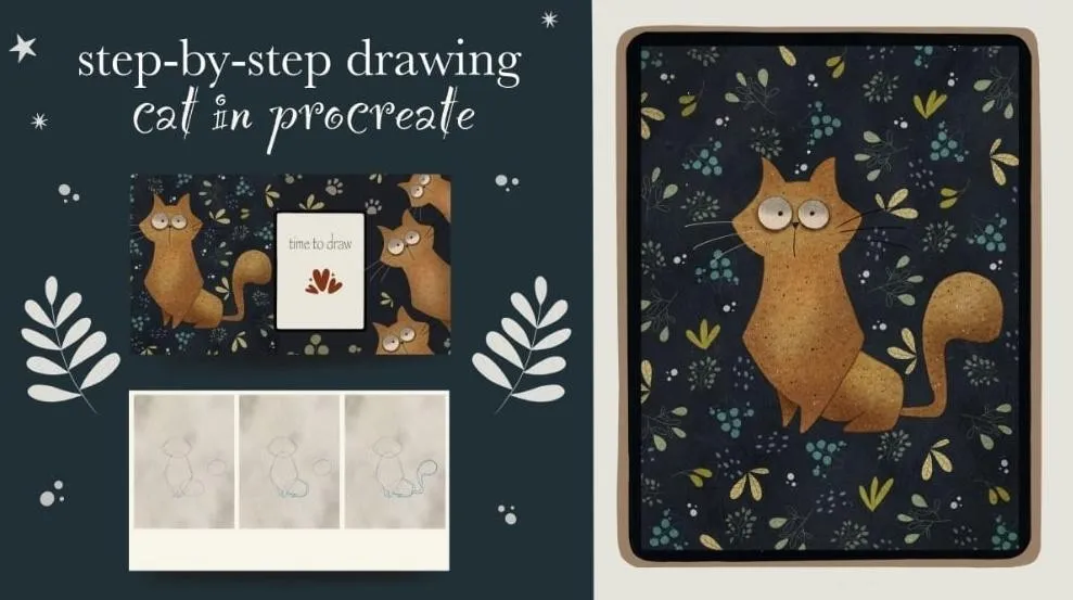 [nelli_suneli] Пошаговое руководство по рисованию. Кот в Procreate (Нелли Санейл)
