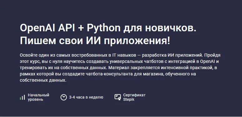 [Stepik] OpenAI API + Python для новичков. Пишем свои ИИ приложения (Aziz Muminov, Азиз Муминов)