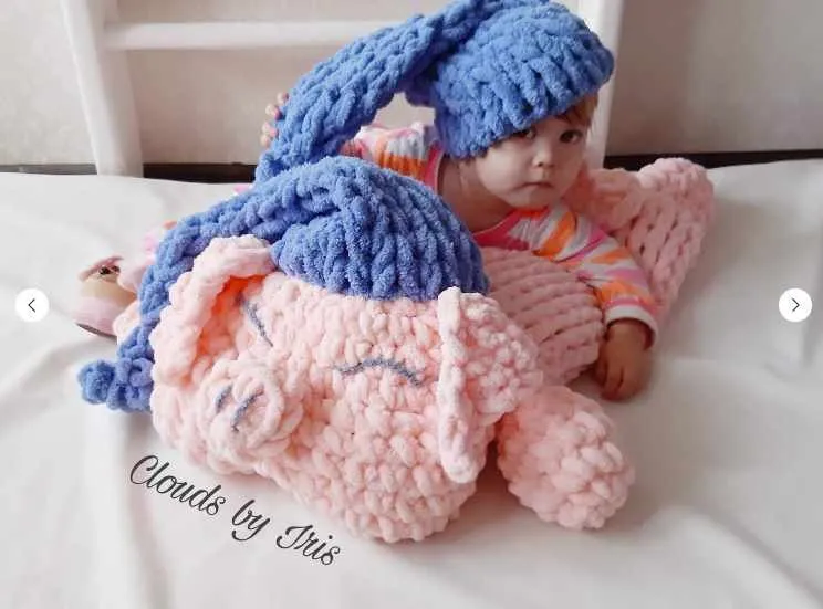 [Вязание] МК на подушку «Хрюша Сплюша» из Alize Puffy (clouds_by_iris)