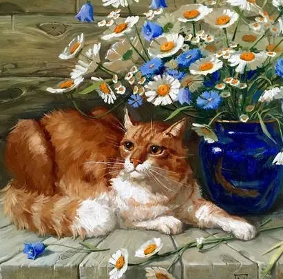 [Lectoroom] Кот с букетом. Этюд маслом (Мария Павлова)