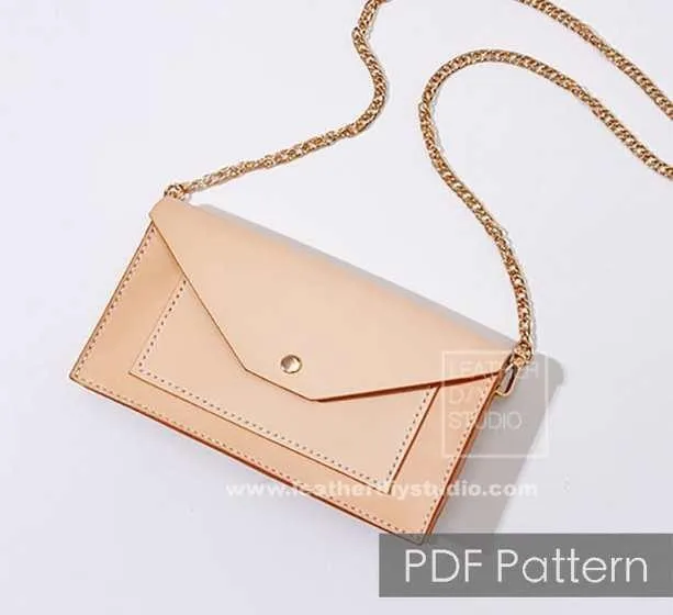 Кожаная сумочка на цепочке, модель «Crossbody №38» (LeatherDIYStudio)