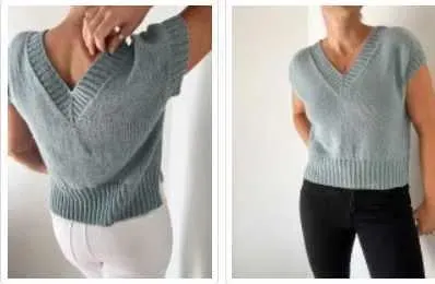 [vjazhi.ru] Топ с V вырезом, вязаный спицами сверху Suri V Neck (Caidree)