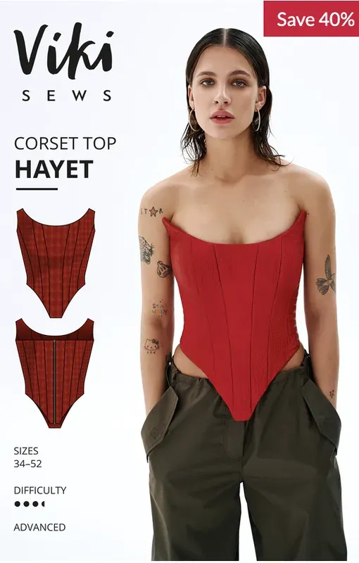 [vikisews] EXCLUSIVE Hayet corset top sewing pattern. Размер 34-52. Рост 162-168 (Вика Ракуса)