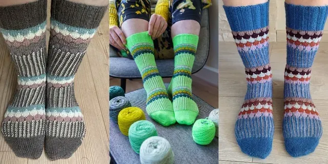 [Вяжи.ру] Вязание носков двухцветной бриошью Bubbles & Brioche