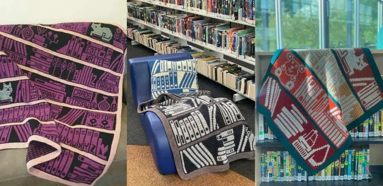 [Вяжи.ру] Вязаный крючком плед Mosaic Bookcase (Wendy Thompson)