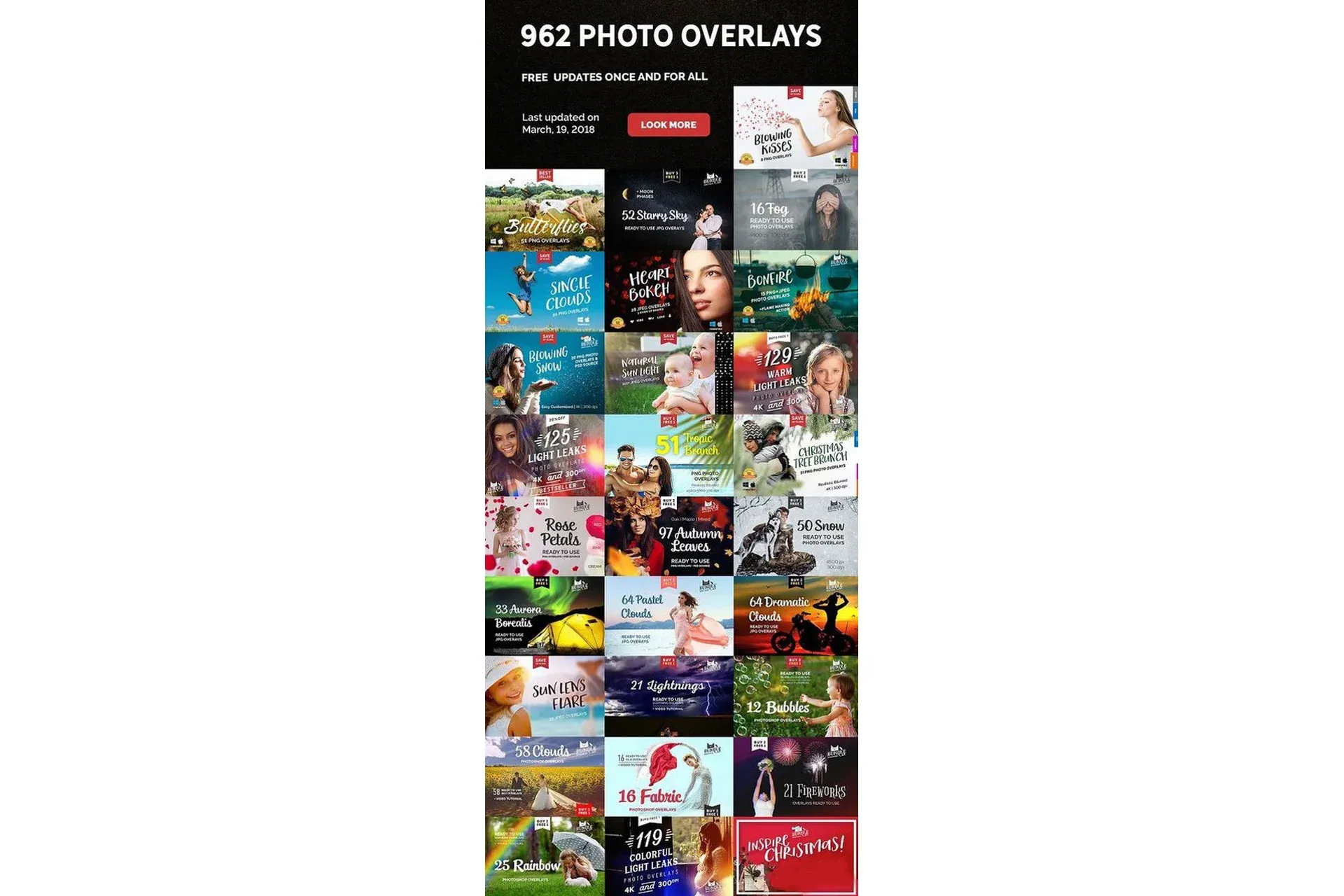 [CreativeMarket] Коллекция фотоналожений, 962 шт, Overlays Bundle