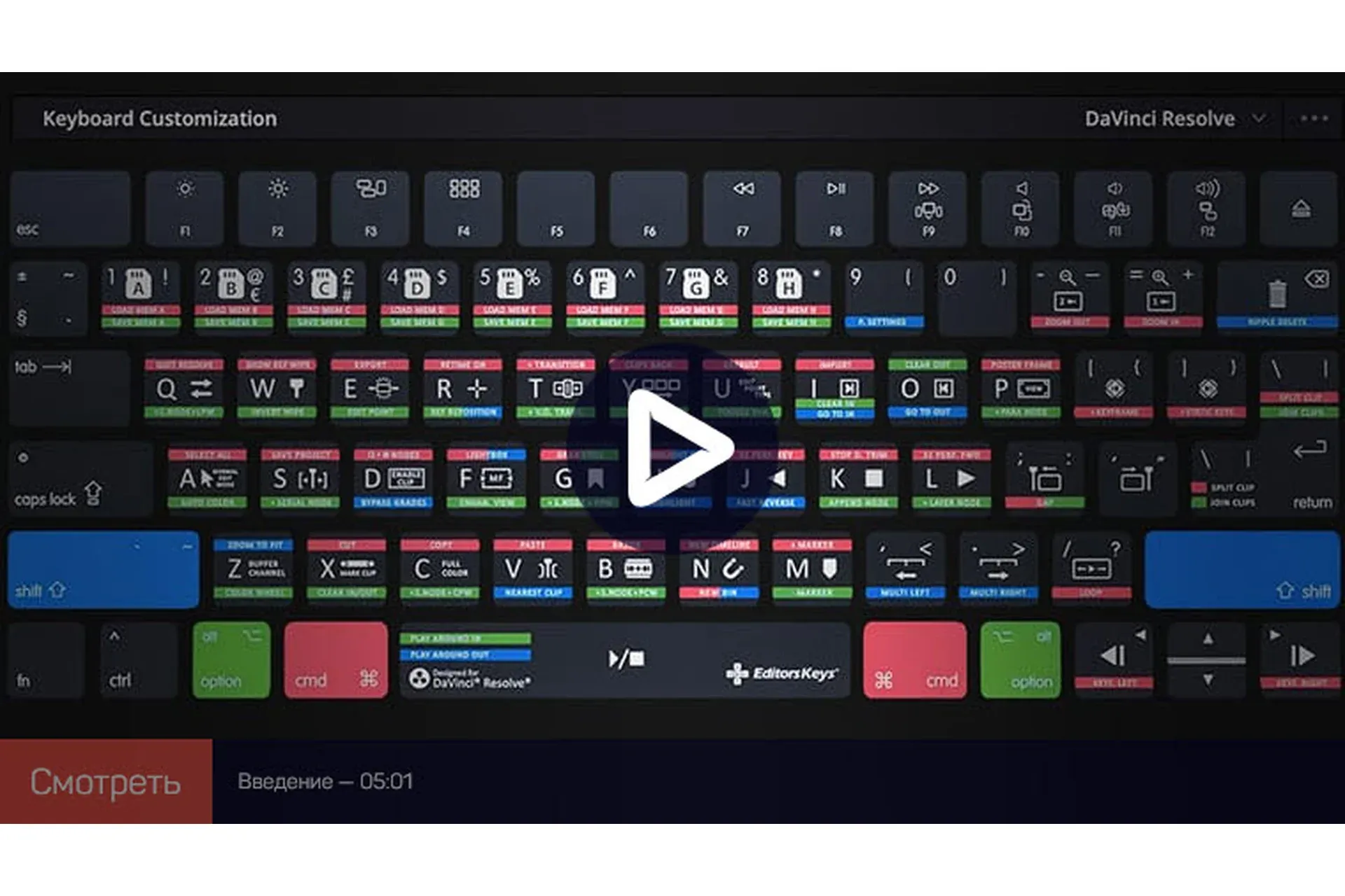 [liveclasses] Настройка клавиш в Davinci Resolve: профессиональная работа (Дмитрий Ларионов)