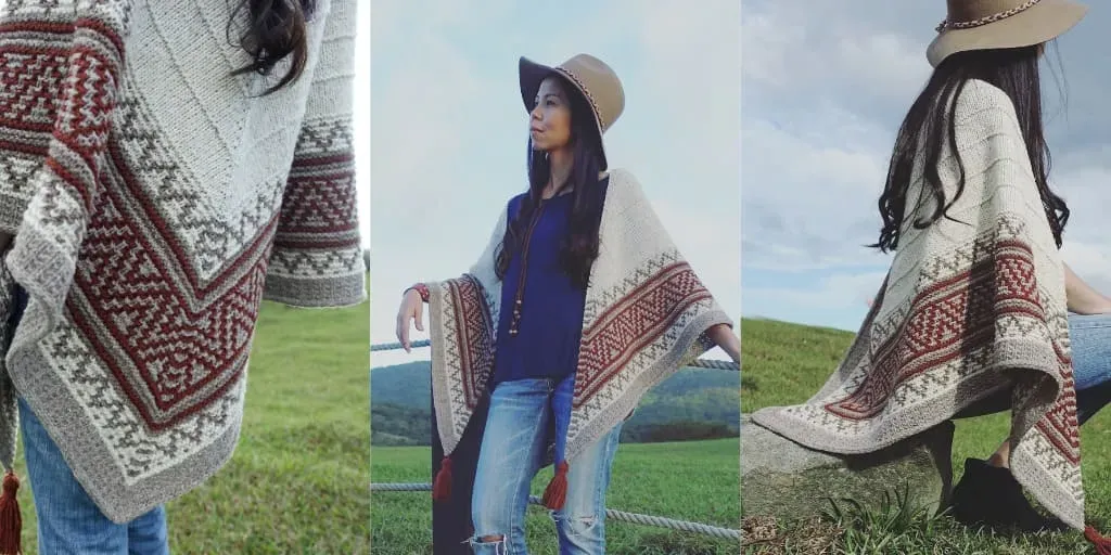 [Вяжи.ру] Шаль ленивым жаккардом Boho Style Mosaic (Irene Lin)