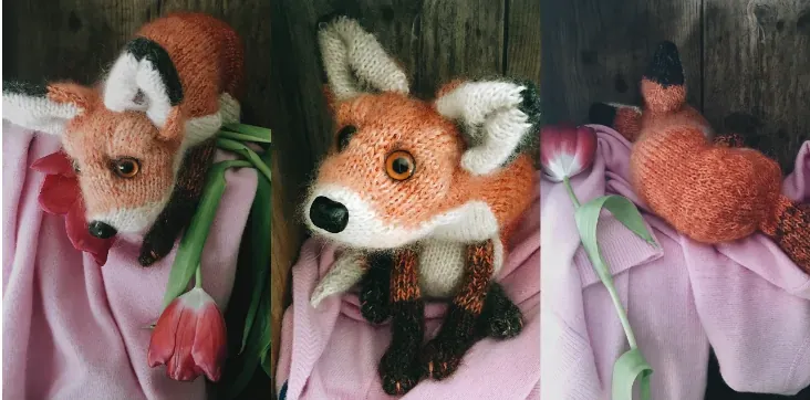 [вяжи.ру] Вязаный спицами лисёнок Fox Cub (Клер Гарланд)