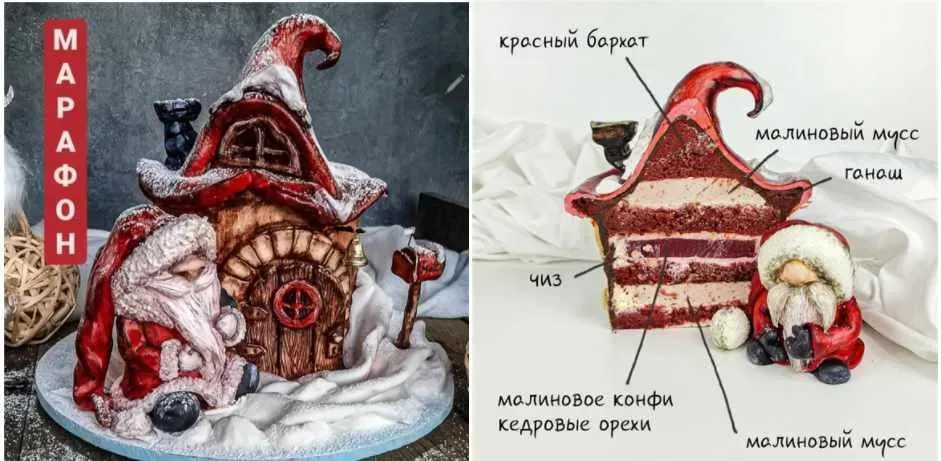 Новогодний Марафон по 3 D торту Домик Санты (Ольга Громак)