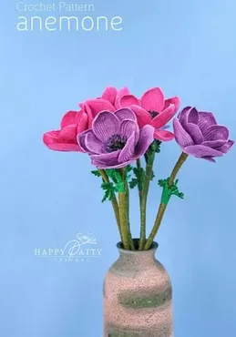 Anemone Flower/Цветок анемоны (HappyPattyCrochet)