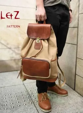 Рюкзак из двух видов кожи, модель BDQ-36 (LetZ pattern)