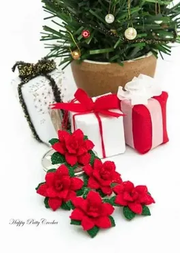 Mini Poinsettia Flower/Мини-цветок Пуансеттия (HappyPattyCrochet)