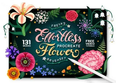 131 Effortless Flower Brushes для procreate (Freya Art)