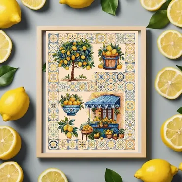 Семплер средиземноморского лимона - Схема для вышивки крестом PDF (yermakova.cross_stitch)