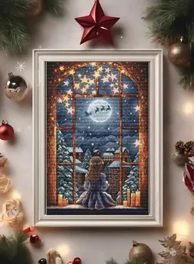 [yermakova.cross_stitch] Рождественская девочка, окно (Анастасия Ермакова)