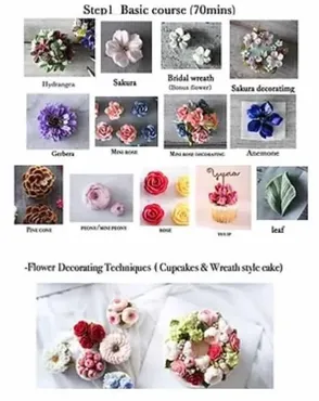 Flower Piping & Decorating Online Course. Step 1 Basic course. Кремовая флористика в корейской технике (Jihye Yun)
