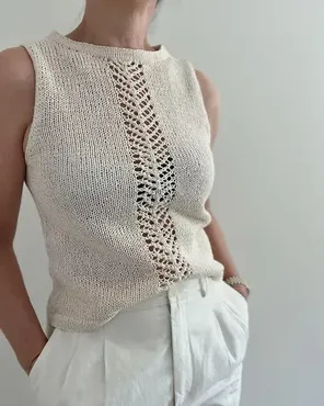 Летний топ с ажурной полосой спицами сверху Yoreum (Aegyoknit)