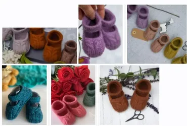 [Вяжи.ру] Вязаные спицами пинетки Joseph Baby Sandal