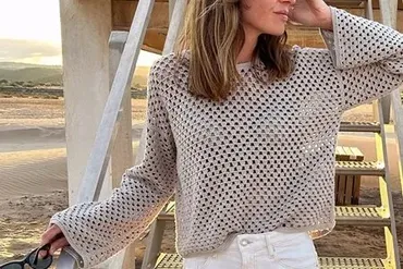 [Вяжи.ру] Вязаный крючком женский пуловер Tropez (Susanne Müller)