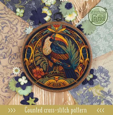 Схема вышивки крестом «Тукан в стиле модерн» (Stitching Land)