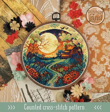 Схема для вышивки крестом «Sunset Lodge» (Stitching Land)
