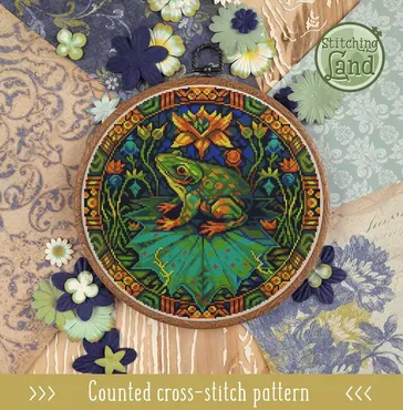 Схема для вышивки крестом «Лягушка в стиле модерн» (Stitching Land)