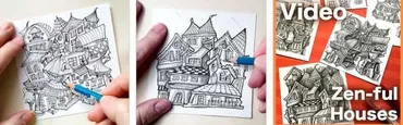 ZEN-FUL houses video Lesson. Домики в стиле дудл-арт (Eni Oken)