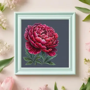Красивый пион цветок вышивка крестом цифровая схема (yermakova.cross_stitch)