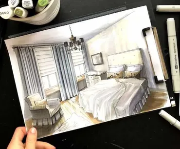 [Interior Sketch] Базовый курс по интерьерному скетчингу маркерами + текстиль (Ольга Каминская)