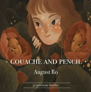 Gouache and pencil Procreate Brushes (August Ro)