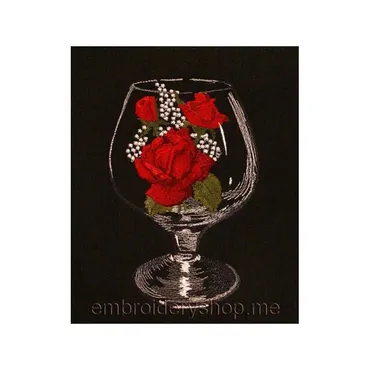 Дизайн машинной вышивки  Бокал с розами art0002 [Embroideryshop]