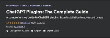 [Udemy] Плагины ChatGPT: полное руководство (Avinash A, Авинаш А)