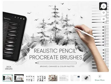 [CreativeMarket] Realistic Pencil Procreate Brushes (Julia Dreams)