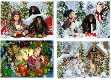 [ctw-design.blogspot] Зимние коллажи для детей с обезьянами, ноябрь 2015