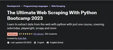 [Udemy] Лучший веб-скрейпинг с Python Bootcamp 2023 (Andy Bek, Энди Бек)