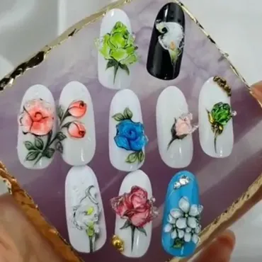 [kudelinanails_official] Дизайн ногтей. Хрустальные цветы (Юлия Куделина)