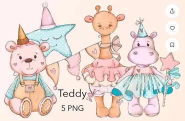 [Palmpink Illustrations] Клип-арт Тедди-игрушки  (Дарья Львова)