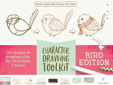 [creativemarket] Procreate Bird Drawing Toolkit Brushes / Набор инструментов для рисования птиц Procreate (Lisa Glanz)